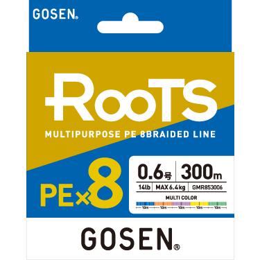 GOSEN/ゴーセン ROOTS PE×8 300m GMR8530 0.6,0.8,1,1.2,1.5,2,3,4号 14,16,20,25,30,35,45,55Lbs 8本組PEライン 国産 万能ライン(メール便対応)｜f-marin｜02