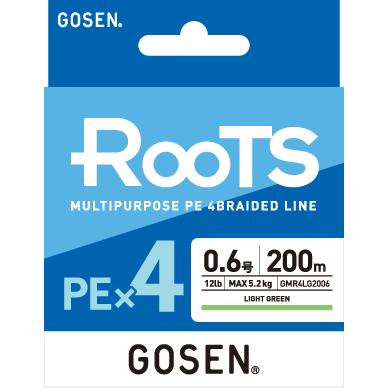 GOSEN/ゴーセン ROOTS PE×4 200m ライトグリーン GMR4LG20 0.6,0.8,1,1.2,1.5,2号 12,14,17,21,23,31lb 4本組PEライン 国産 万能ライン(メール便対応)｜f-marin｜02