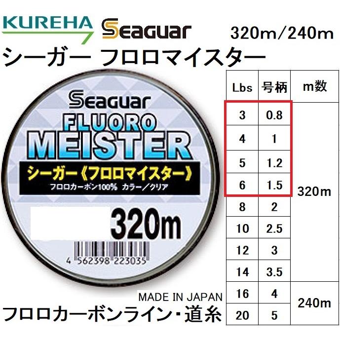 クレハ Kureha シーガー フロロマイスター 320m 3 4 人気ブレゼント! 5 1.5号 往復送料無料 0.8 1.2 1 日本製Seaguar 定形外郵便対応 6Lb フロロカーボンライン国産