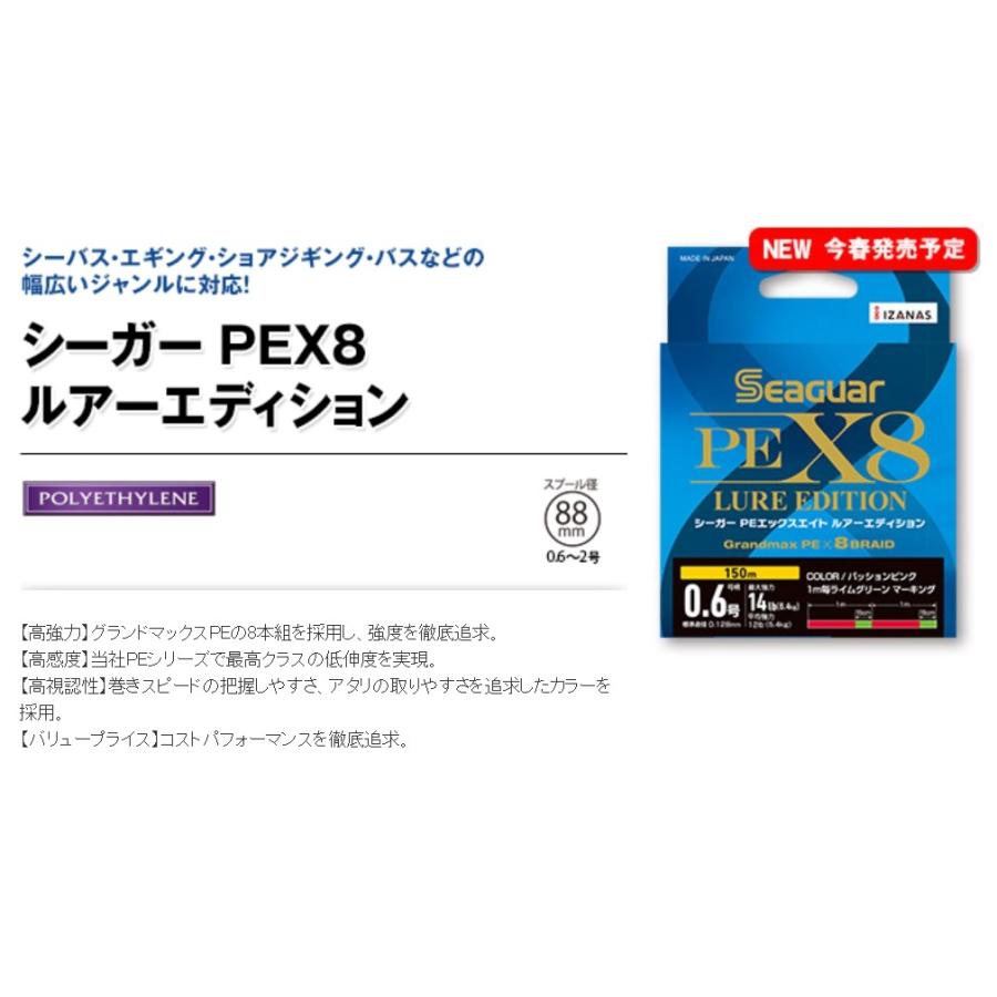 セール特別価格 クレハ シーガー ルアーエディション グランドマックスPE X8 200m 0.8, 1, 1.2, 1.5, 2号 PEX8 8本組 PEライン国産 日本製 メール便対応