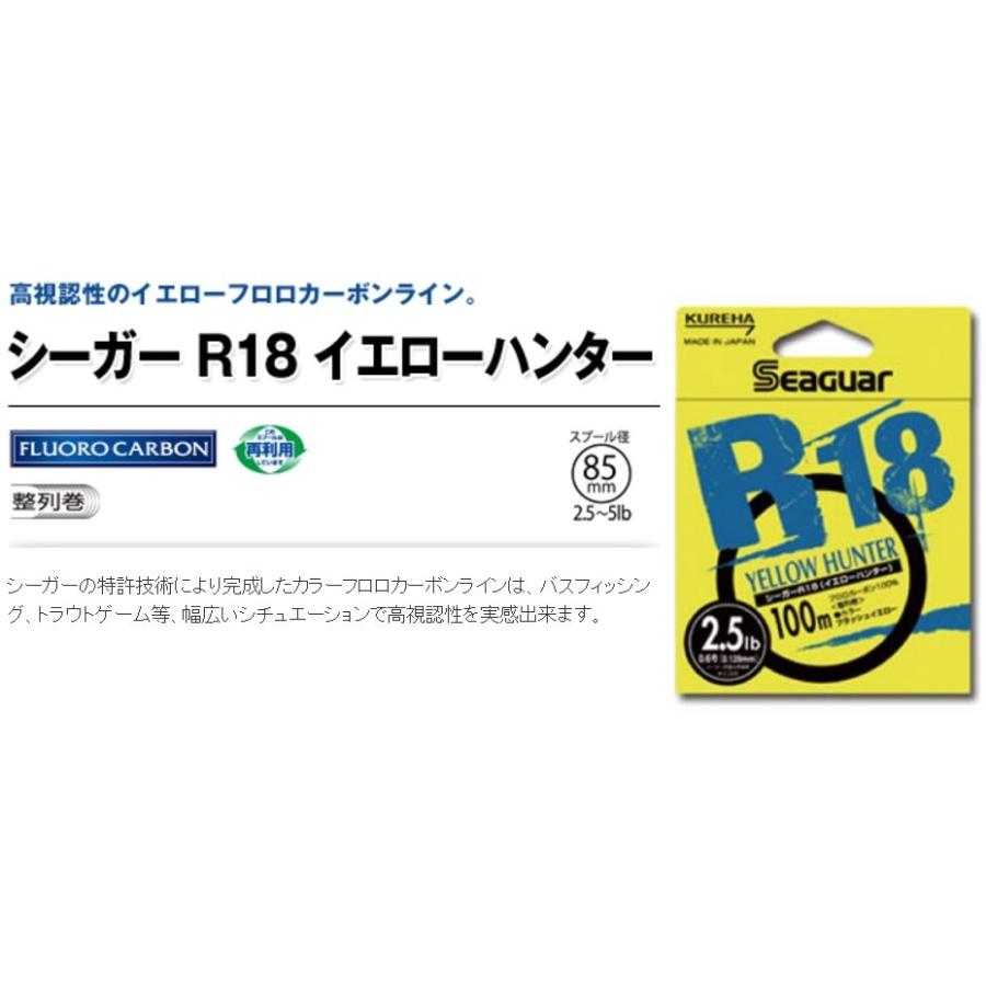 クレハ Kureha シーガーr18イエローハンター 100m 2 5 3 4 5lb 0 6 0 8 1 1 2号 フロロカーボンラインseaguar メール便対応 フィッシングマリンpaypayモール店 通販 Paypayモール