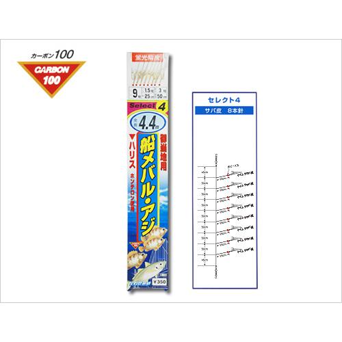 かわせみ針/カワセミ 船メバル・アジ セレクト4 E-10 小アジ針胴打8本