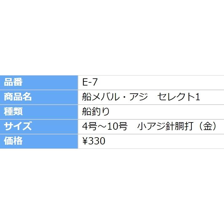 かわせみ針・カワセミ 船メバル・アジ セレクト1 E-7 小アジ針胴 かわせみ針・カワセミ 船メバル・アジ セレクト1 E-7 小アジ針胴
