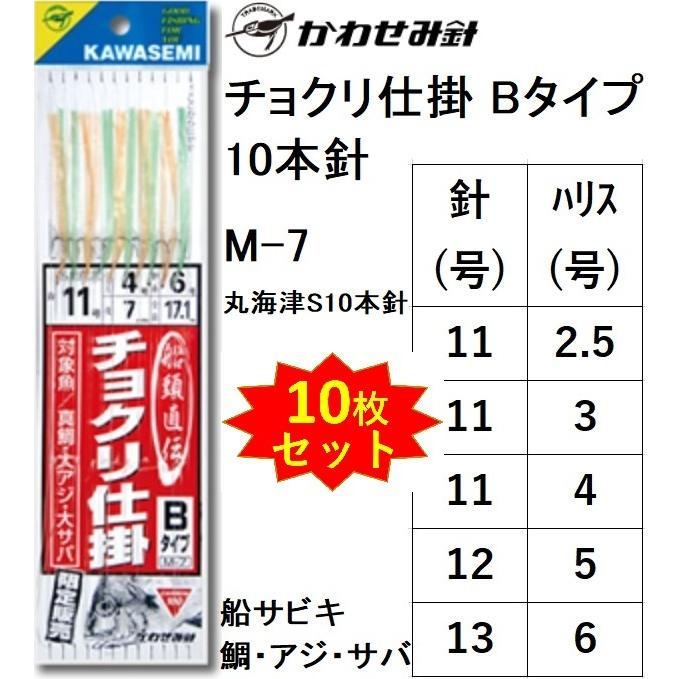10枚セット)かわせみ針/カワセミ 船頭直伝チョクリ仕掛 Bタイプ M-7 丸