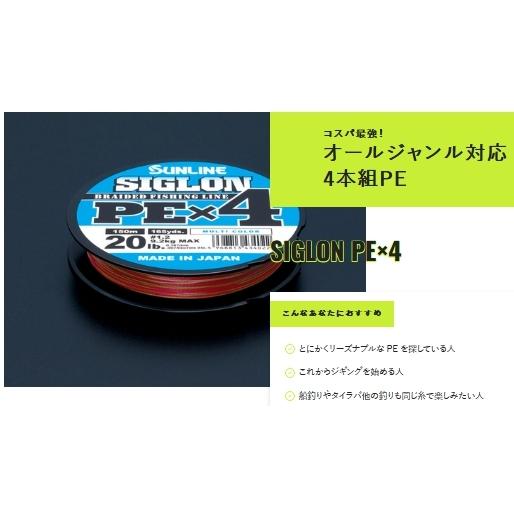 サンライン/SUNLINE シグロンPEX4 マルチカラー 200m 0.6, 0.8, 1, 1.2, 1.5, 2, 2.5, 3号 4本組PEライン 国産・日本製(メール便対応)｜f-marin｜03