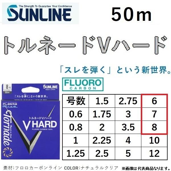 サンライン/SUNLINE トルネード Vハード 50m 6, 7, 8号 フロロカーボンハリス・リーダー(メール便対応)｜f-marin