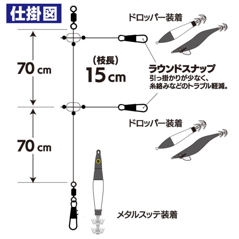 ハヤブサ/Hayabusa イカメタルリーダー ダブルロングハリス 2セット SR439 全長140cm イカメタル・鉛スッテ・オモリグ仕掛SR-439(メール便対応)｜f-marin｜03