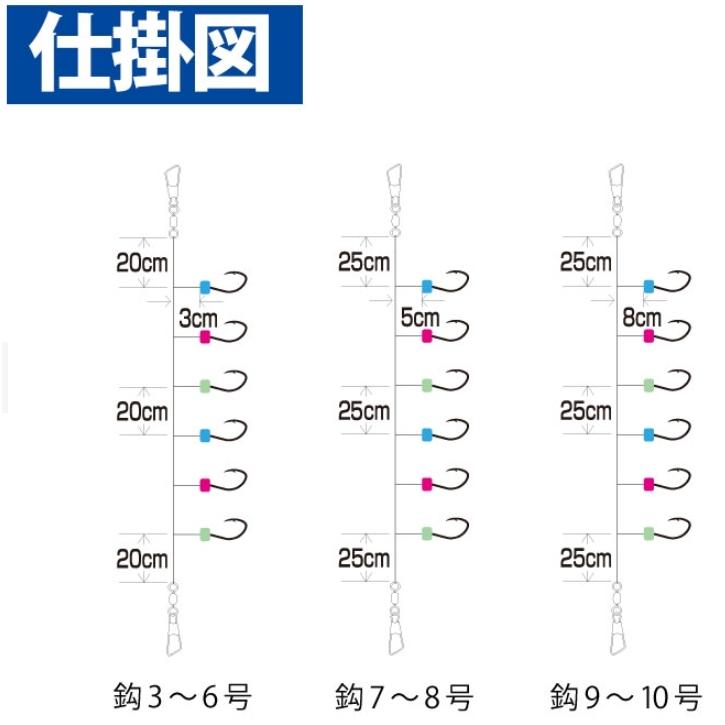 ハヤブサ/Hayabusa 小アジ専科079 ピンクスキン HS079 0.5, 1, 2, 3, 4, 5, 6, 7, 8, 9, 10, 11, 12号 小アジ6本針 1.4m/1.75m イワシ・サバ用堤防サビキ仕掛け｜f-marin｜09