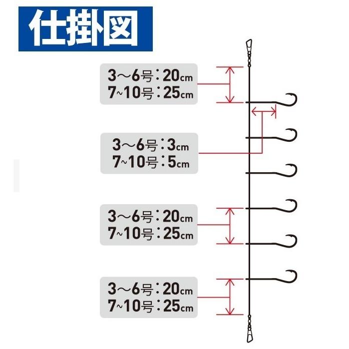 (10枚セット)ハヤブサ/Hayabusa これ一番 MIXスキンサビキ HS712 3, 4, 5, 6, 7, 8, 9, 10号 小アジ6本針 1.4m/1.75m アジ・イワシ・サバ用堤防サビキ仕掛け｜f-marin｜05