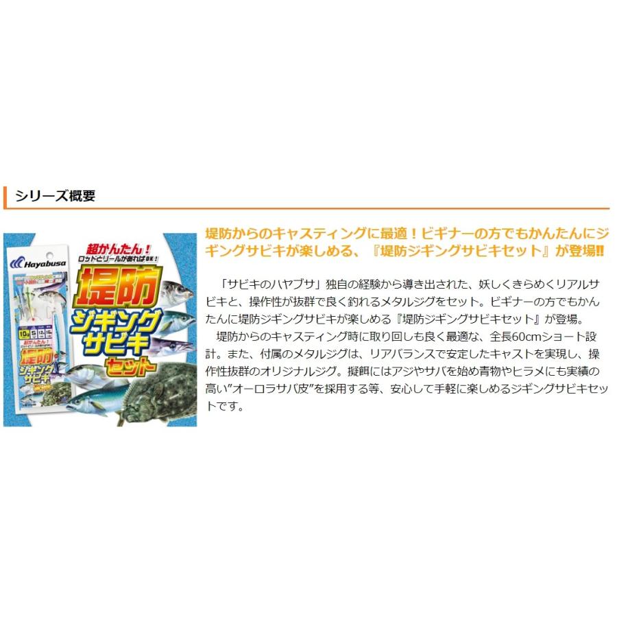 ハヤブサ/Hayabusa 堤防ジギングサビキセット 10g 2本針 HA280 メタルジグ＋サビキ(メール便対応) | Hayabusa | 06