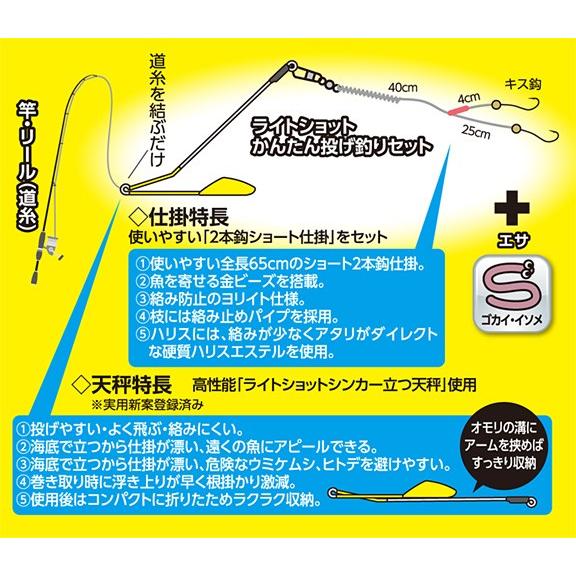 ハヤブサ/Hayabusa ライトショット かんたん投げ釣りセット 立つ天秤 2本鈎 HA310 5, 7号 ちょい投げ完成仕掛けセット(メール便対応)｜f-marin｜02