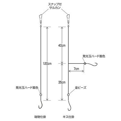 Hayabusa（ハヤブサ） (5枚セット)ハヤブサ 船キス 端物釣り 3本鈎2
