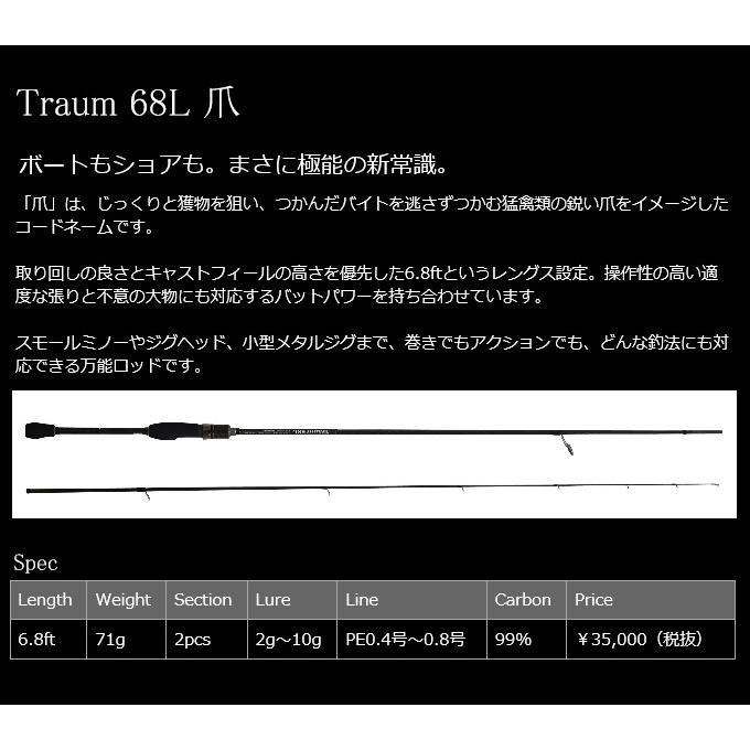 ドリームアップ Traumu (トラウム) 爪 68L /ライトゲームロッド/2021年