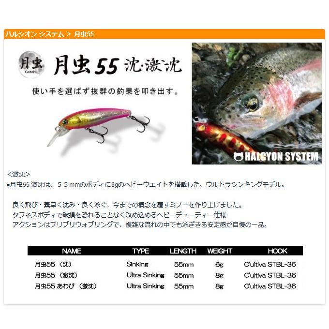 ハルシオンシステム 月虫55 激沈 (シンキングミノー／トラウトルアー