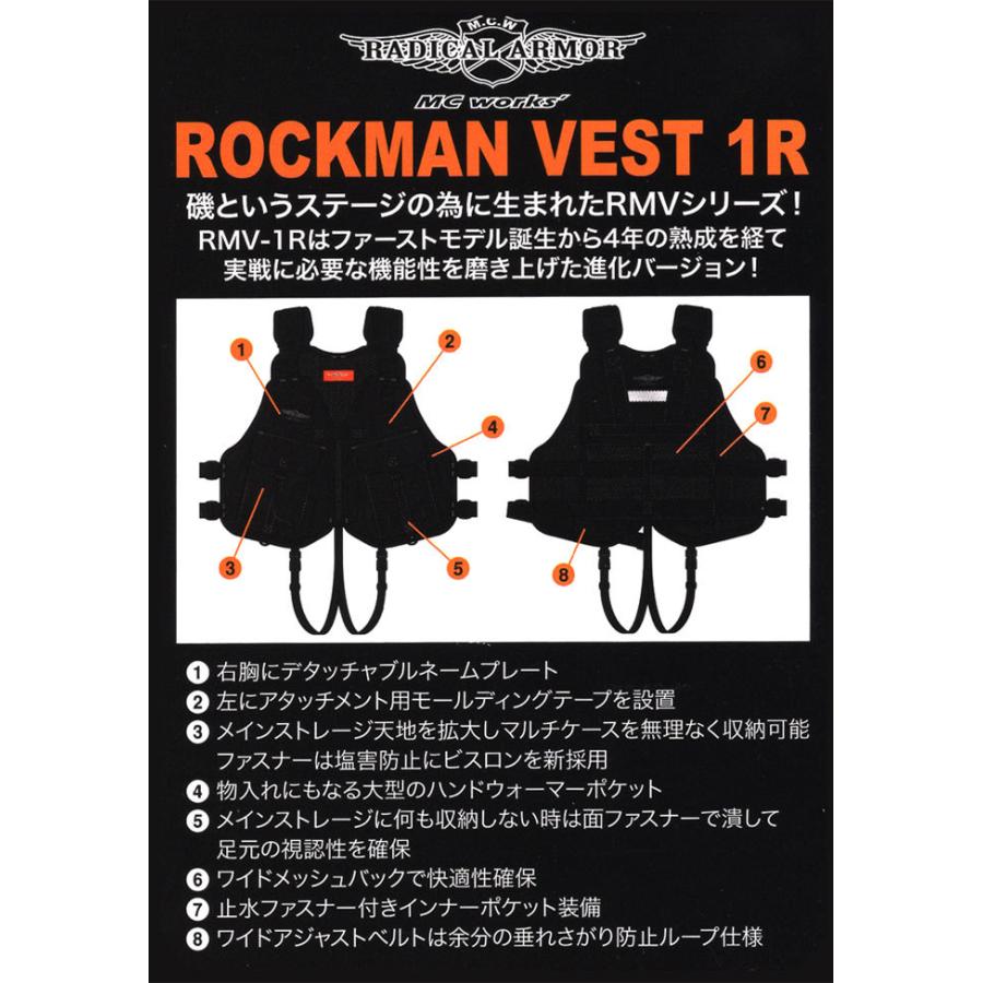 MCワークス ロックマンベスト 1R (RMV-1R)（ブラック×ホワイト）/(5