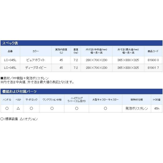 シマノ LC-045L スペーザ ホエール ライト 450 容量：45L (クーラーボックス) /(7)｜f-marunishi3｜06