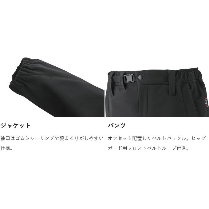 【取り寄せ商品】 がまかつ GM3764 (3L／ブラック×ブラック) ソフトシェルスーツ (フィッシングウェア／2024年モデル) /がま磯 /(c) 【Σ01】の画像