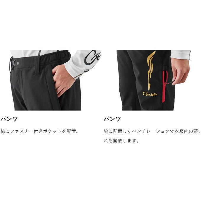 【取り寄せ商品】 がまかつ GM3764 (3L／ブラック×ブラック) ソフトシェルスーツ (フィッシングウェア／2024年モデル) /がま磯 /(c) 【Σ01】の画像