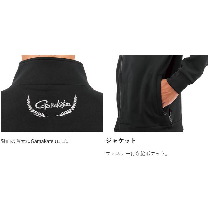 【取り寄せ商品】 がまかつ GM3781 (LL／ブラック×ブラック) ジャージスーツ(ワッペン) (フィッシングウェア／2025年春夏モデル) /25SS /(c) 【Σ01】の画像