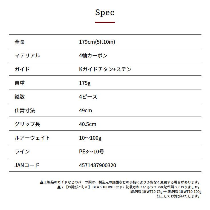 【取り寄せ商品】 フィッシュマン BC4 (5.10H) (ベイトロッド・釣竿) /ビーシーフォー /Fishman /(c) 【Σ01】