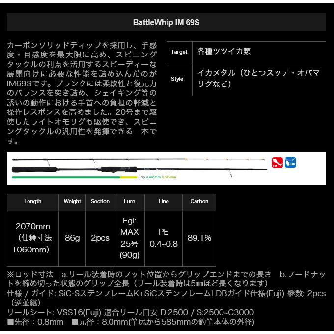 ヤマガブランクス バトルウィップ IM 69S スピニングモデル ヤマガブランクス バトルウィップ IM 69S スピニングモデル