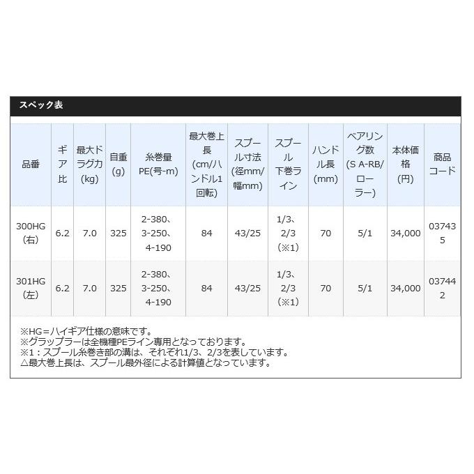 シマノ（SHIMANO） グラップラー 301HG (左ハンドル) (2017年モデル