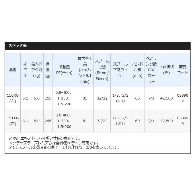 シマノ 【目玉商品】シマノ グラップラー プレミアム 150XG (右 シマノ 【目玉商品】シマノ グラップラー プレミアム 150XG (右