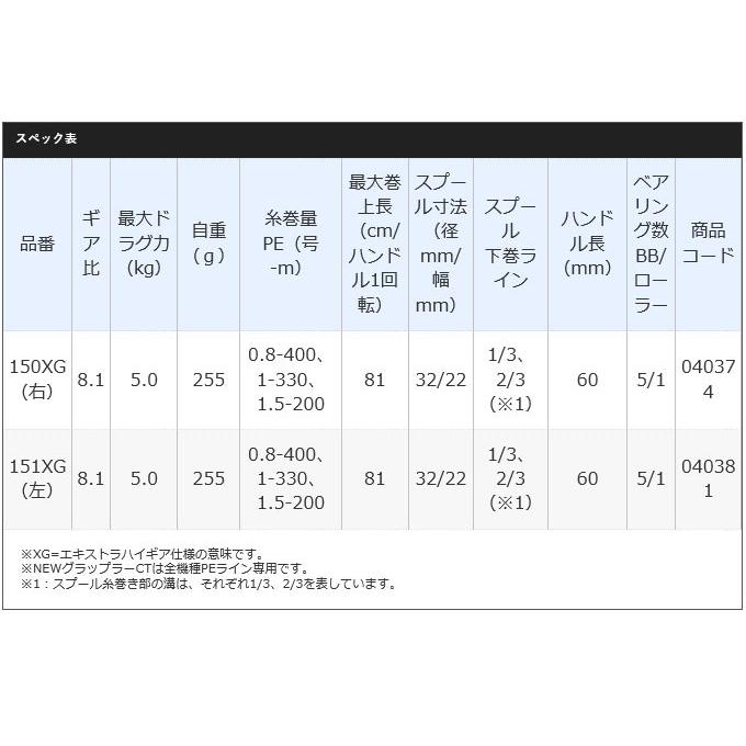 シマノ 19 グラップラー CT 150XG (右ハンドル) 2019年モデル シマノ 19 グラップラー CT 150XG (右ハンドル) 2019年モデル