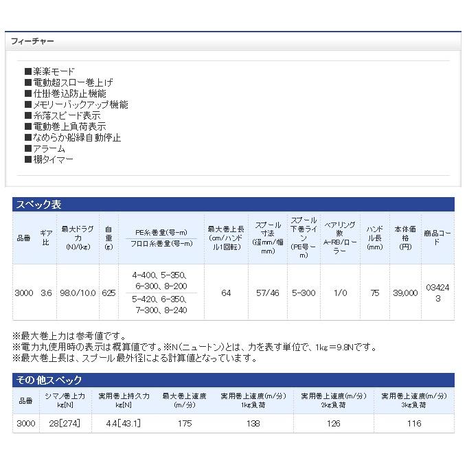 シマノ プレミオ 3000 (右ハンドル)(電動リール) /(5)｜f-marunishi｜02