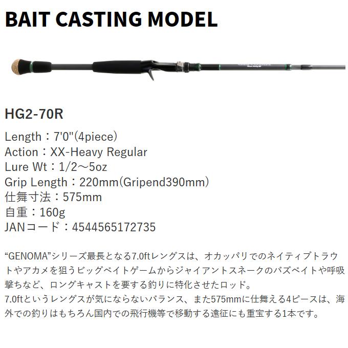 ヒュージカスタム デプス ジェノマ HG2-70R ベイトキャスティング