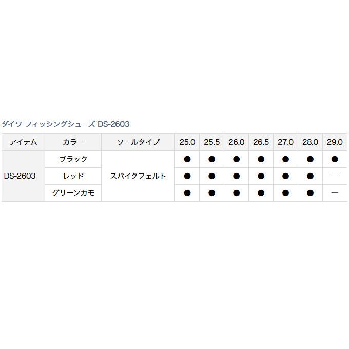 ダイワ DAIWA シューズ 25.0 グリーンカモ DS-2603