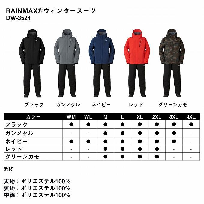 ダイワ 上下セットウィンタースーツ DW-3524 カモ Ｍ　レインウェア DAIWA（釣り） ダイワ レインマックス ウィンタースーツ DW-3524