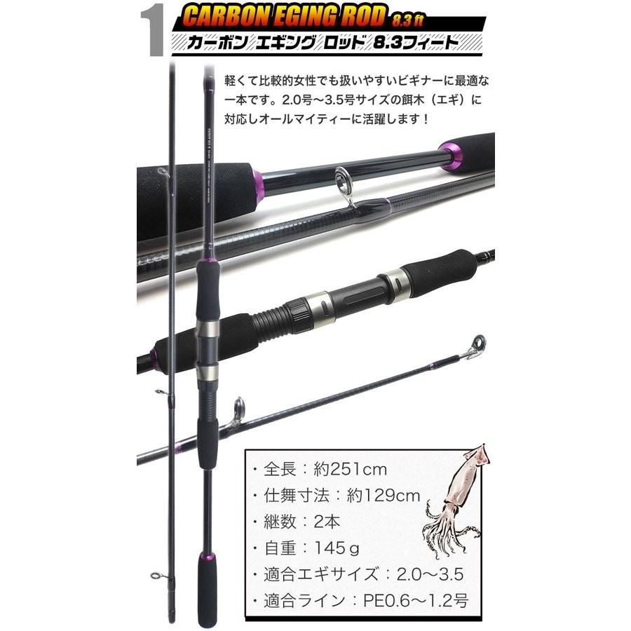 エギング入門セット (ロッド/リール/エギ10個セット)【代引き決済不可  