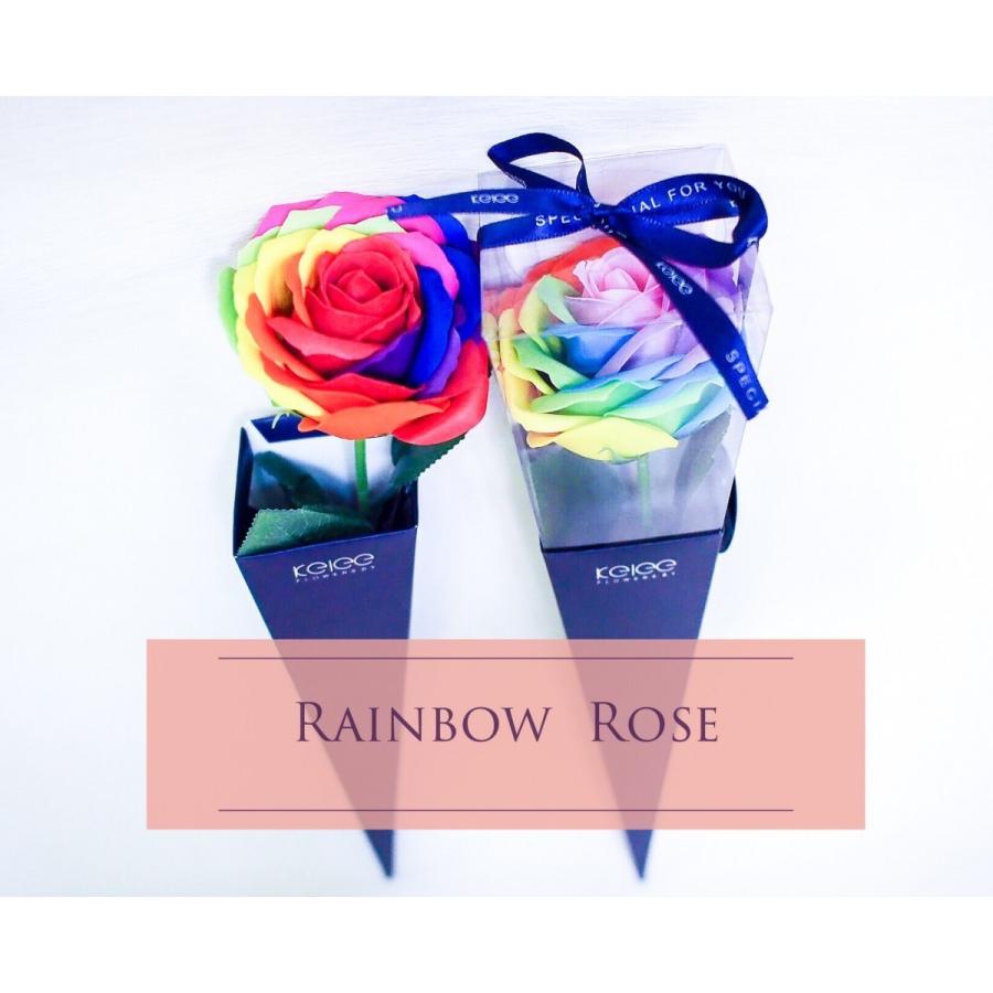 高級プリザーブドフラワー】8色ラッピングリボン付きレインボーローズ