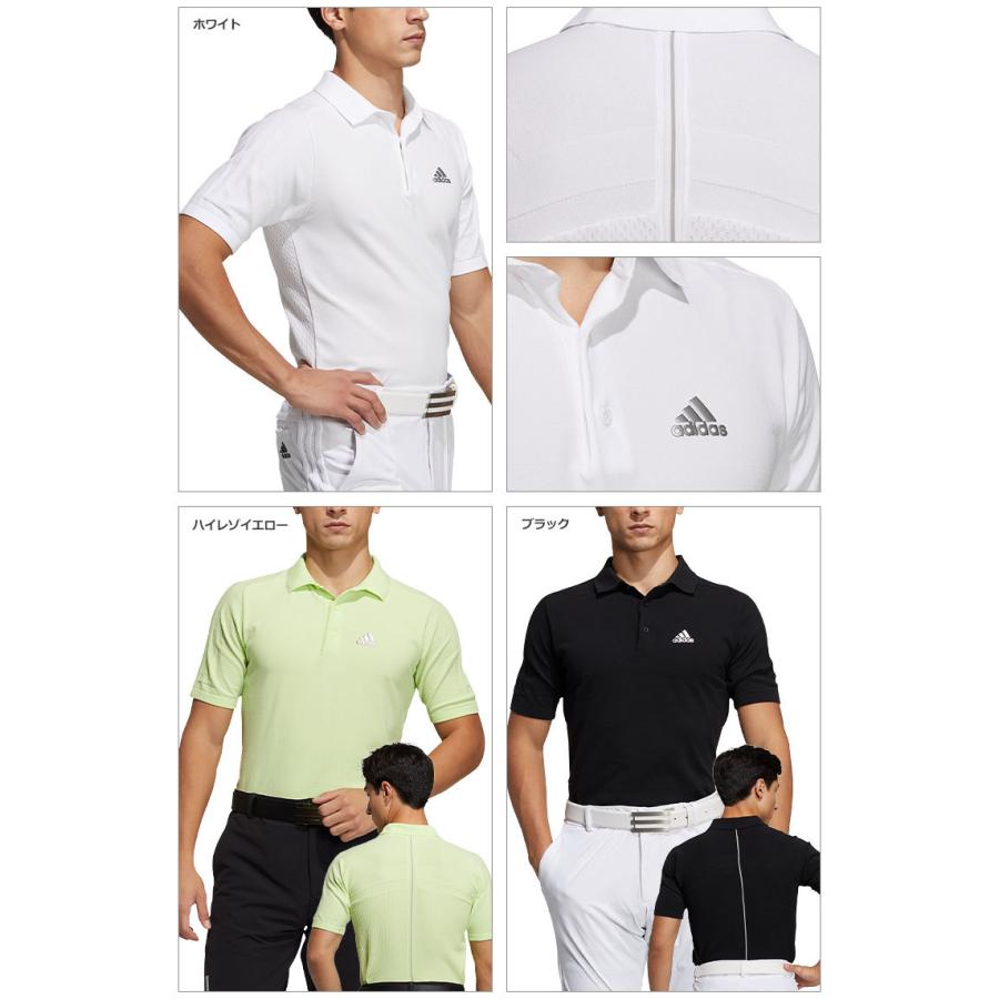 アディダスゴルフ ストレッチ UPF50 ポロシャツ 2XL ホワイト ドット柄 ストレッチ 半袖ボタンダウンシャツ【adidas Golf/アディダス