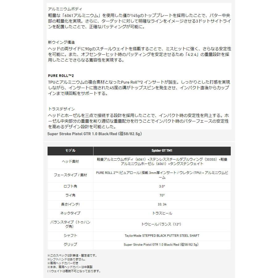 テーラーメイド ゴルフ  スパイダー GT ブラック TM1 トラスヒール パター Spider GT Black Truss | TaylorMade | 03