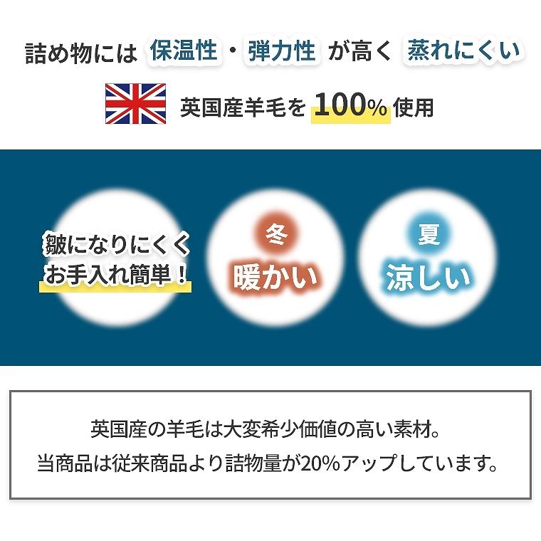 フランスベッド ベッドパッド セミシングルロング SSL ウール 洗える オールシーズン らくピタ 抗菌 ハード ミディアムソフト LTフィット羊毛ベッドパッドDLXの画像
