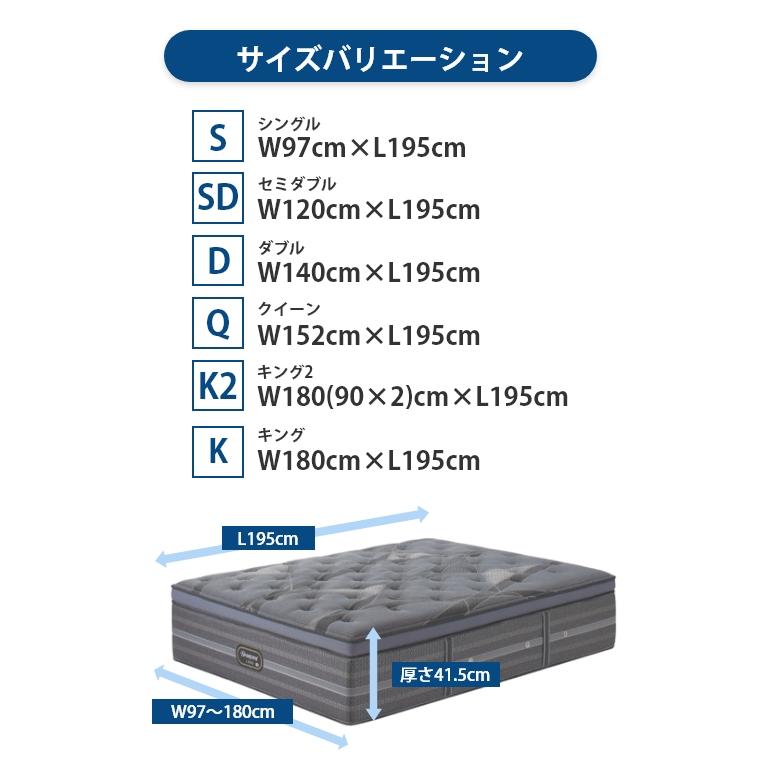 マットレス シモンズ リュクス ダブル アルティメイトピロートップ 41.5cm厚 5.5インチ D 開梱設置 シモンズベッド ポケットコイル AA21LU130Eの画像