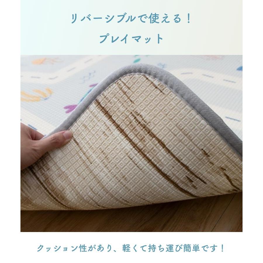 プレイマット ラグ 子供部屋 子ども キッズ スペース 150×200cm リバーシブル リビング 魚 海 地図 プレイマット かわいい BD地図の画像