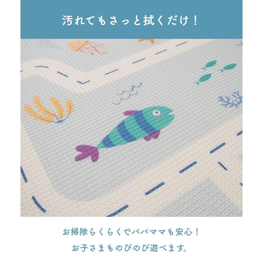 プレイマット ラグ 子供部屋 子ども キッズ スペース 150×200cm リバーシブル リビング 魚 海 地図 プレイマット かわいい BD地図の画像