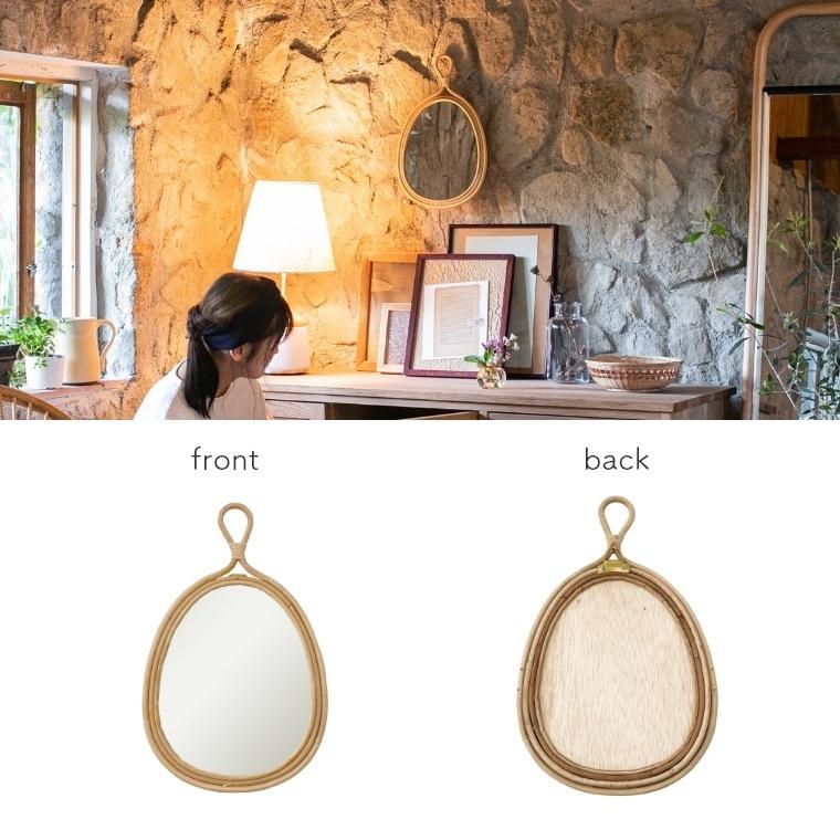 ラタンミラー ミラー 鏡 壁掛け ラタン 籐 ienowa NOA ノア ドロップ