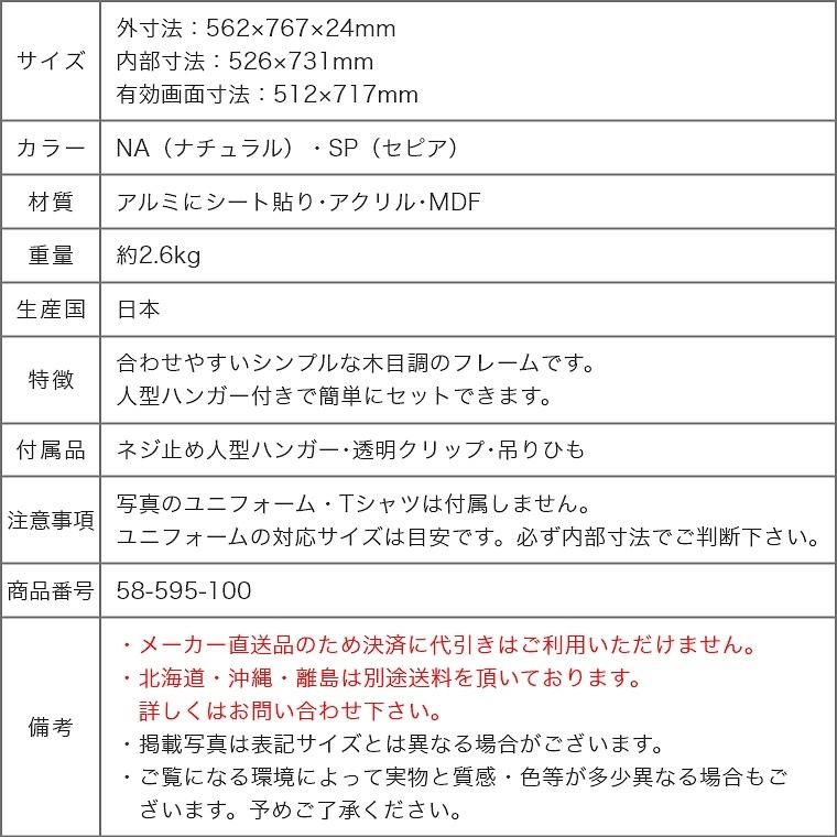 ユニフォーム額縁 スタンダードタイプ L205 MSサイズ 56.2×76.7 ユニフォーム額縁 スタンダードタイプ L205 MSサイズ 56.2×76.7