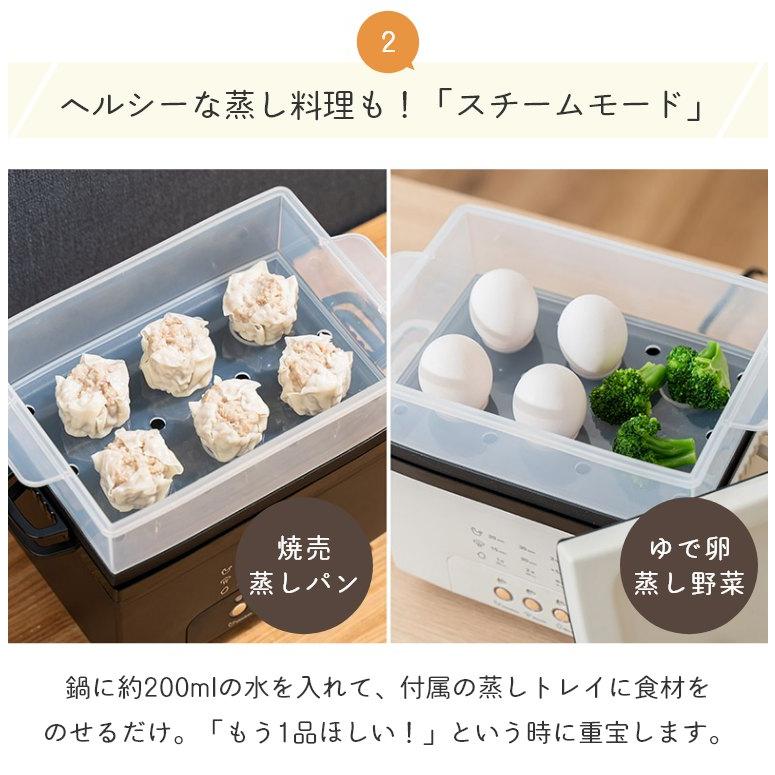 サラダチキンメーカー スチーマー 炊飯 電気鍋 おしゃれ 調理家電 蒸し器 料理 ダイエット 筋トレ 簡単 手作り WEBレシピ付き グランデ プリズメイト PR-SK023｜f-news｜09