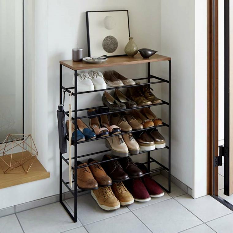 tower 下駄箱 スリム 天板付きシューズラック 6段 タワー 山崎実業