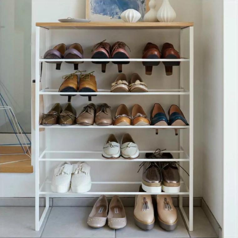 tower 下駄箱 スリム 天板付きシューズラック 6段 タワー 山崎実業