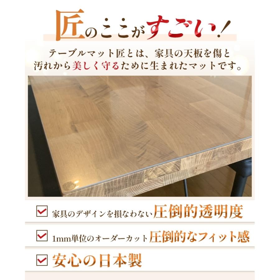 TAKUMI テーブルマット 透明 非転写 オーダー 訳あり テーブル