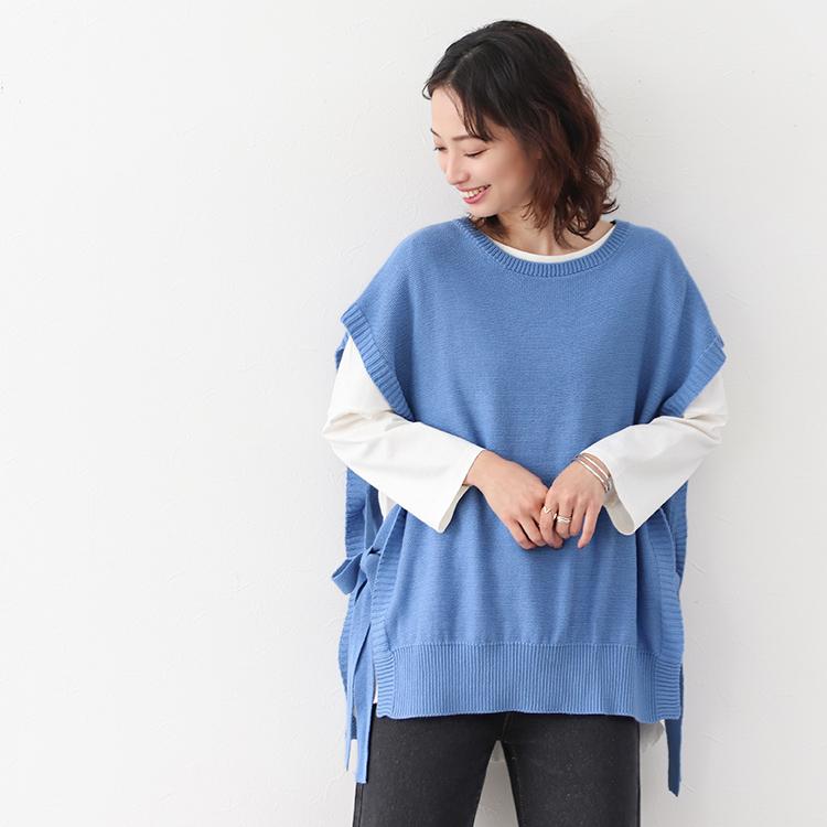 サイドリボンオーバーサイズニットベスト トップス ニット ベスト 秋 秋コーデ 1726 92 Socialgirl 通販 Yahoo ショッピング