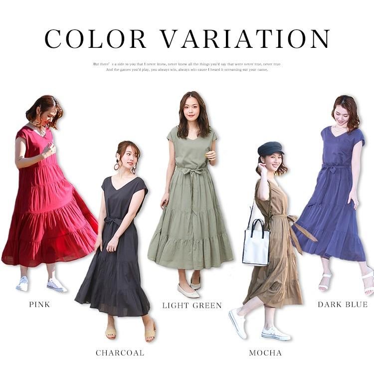 リボン付き ティアードコットンワンピース ロング インド綿 夏 春 半袖 ゆったり レディース 送料無料 52 92 ソーシャルガール 通販 Yahoo ショッピング