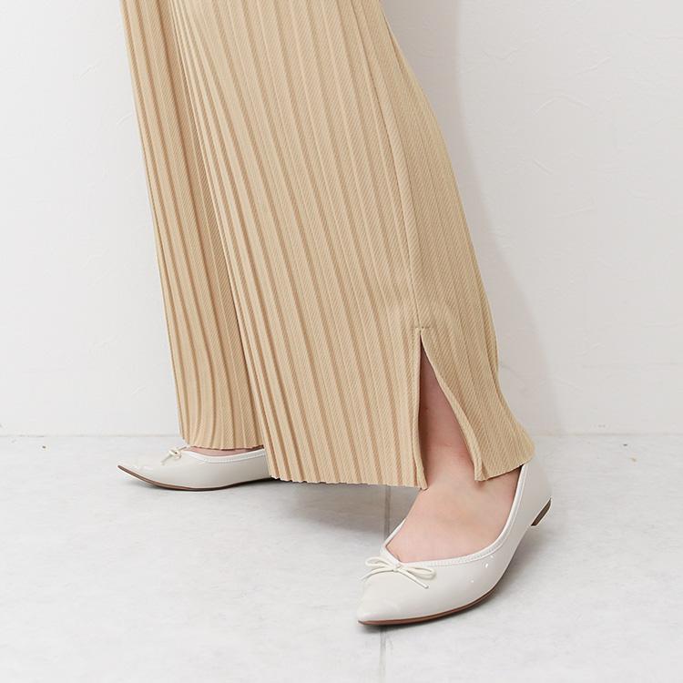 スリット入りプリーツパンツ ボトムス ワイドパンツ レディース きれい