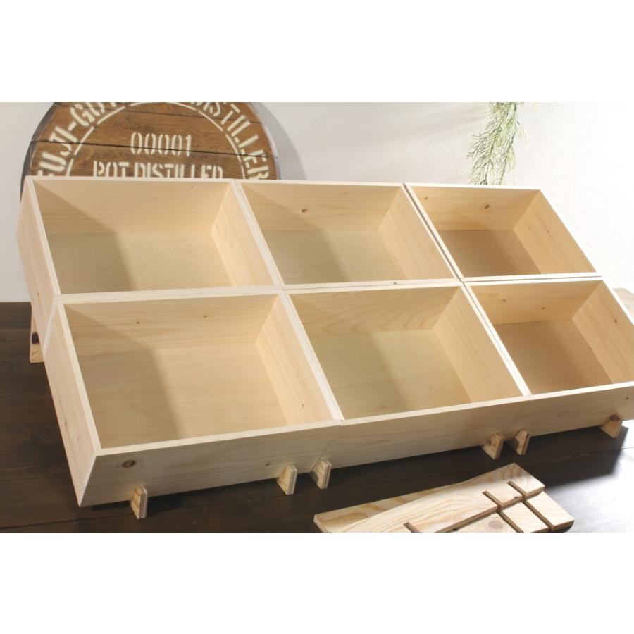 マルシェ傾斜台 レール幅可変式 （傾斜台3台＆ワインボックス木箱S